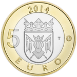 Аверс 5 евро 2014 года. Исконная Финляндия (Лисица), Финляндия
